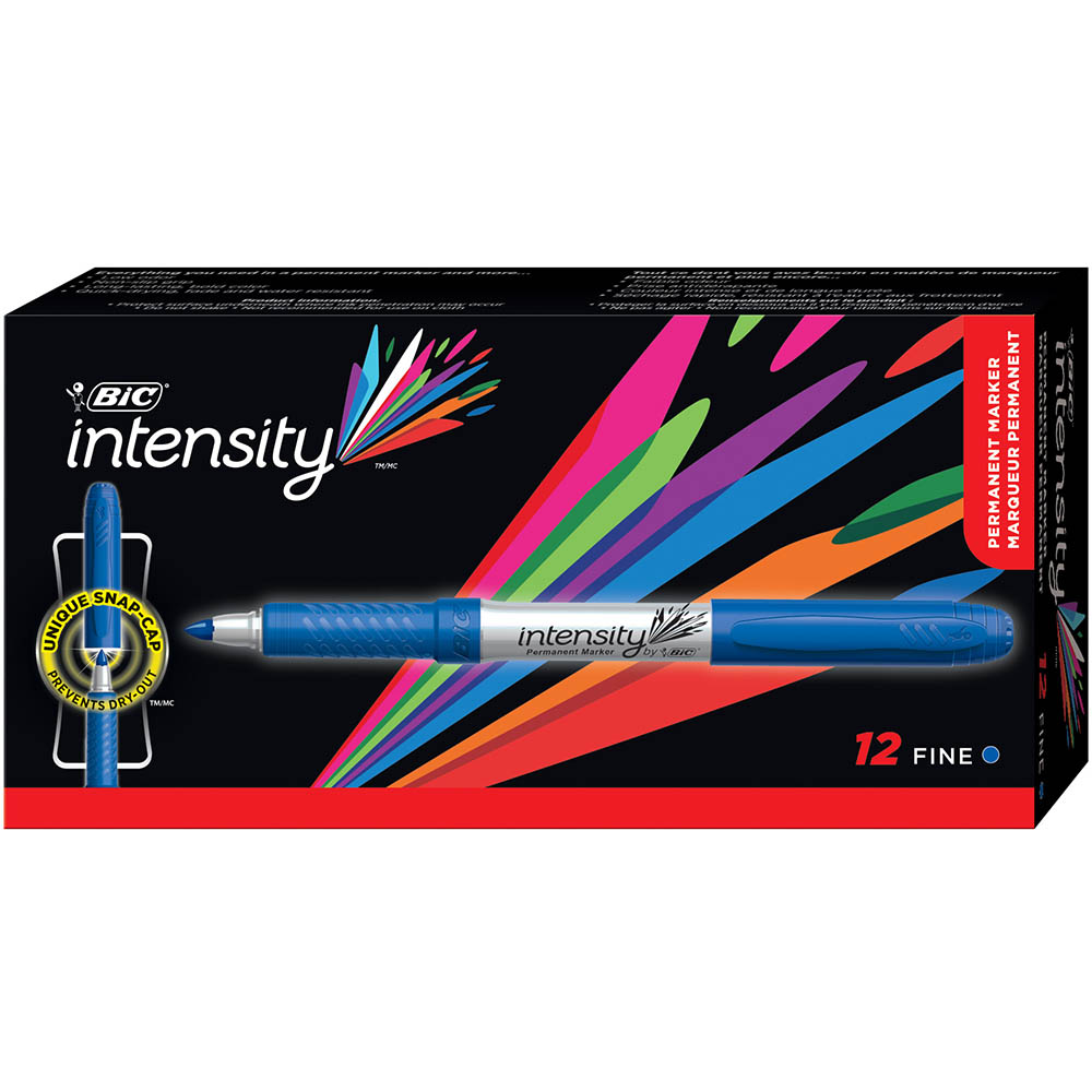 Image for BIC INTENSITY PERMANENT MARKER BULLET FINE BLUE BOX 12 from Mitronics Corporation
