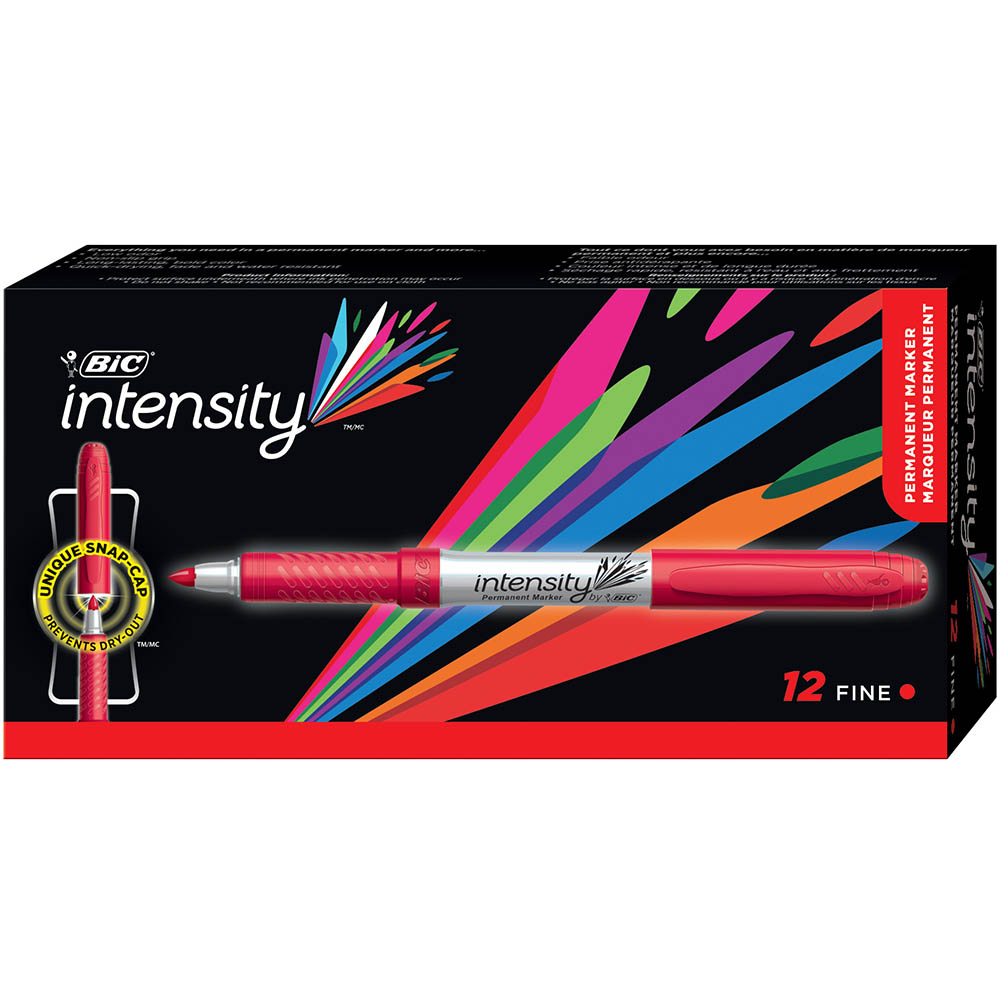 Image for BIC INTENSITY PERMANENT MARKER BULLET FINE RED BOX 12 from Mitronics Corporation