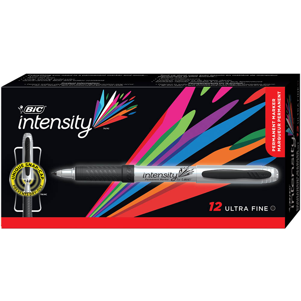 Image for BIC INTENSITY PERMANENT MARKER BULLET ULTRA FINE BLACK BOX 12 from That Office Place PICTON