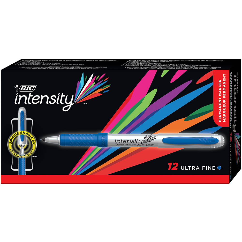 Image for BIC INTENSITY PERMANENT MARKER BULLET ULTRA FINE BLUE BOX 12 from Mitronics Corporation
