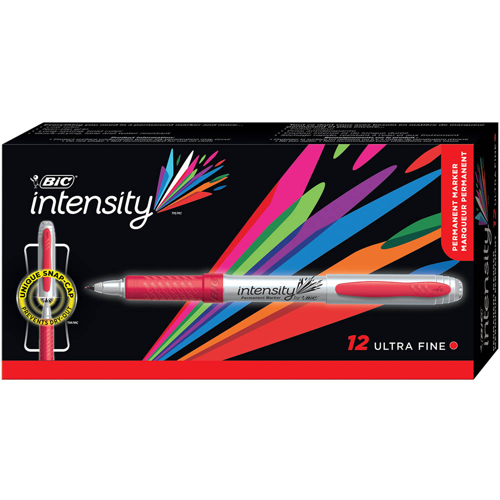 Image for BIC INTENSITY PERMANENT MARKER BULLET ULTRA FINE RED BOX 12 from Mitronics Corporation