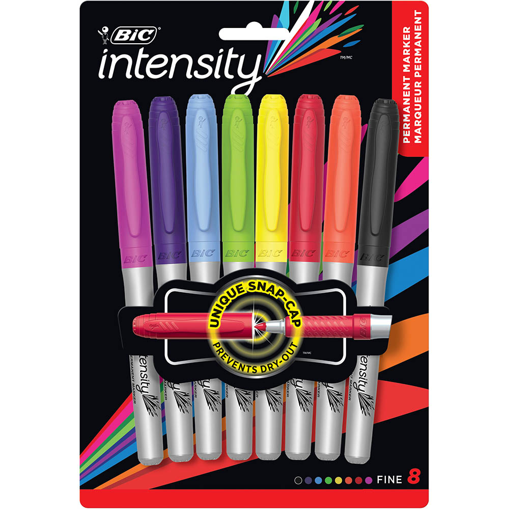 Image for BIC INTENSITY PERMANENT MARKER BULLET FINE ASSORTED PACK 8 from Mitronics Corporation