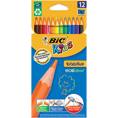 Image for BIC KIDS EVOLUTION COLOURING PENCIL ASSORTED PACK 12 from BusinessWorld Computer & Stationery Warehouse