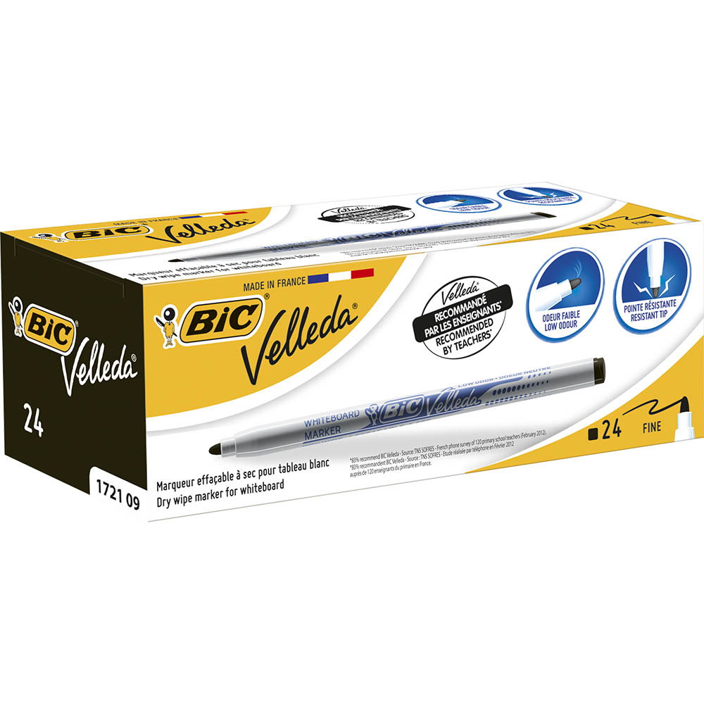 Image for BIC VELLEDA 1721 WHITEBOARD MARKER BULLET FINE BLACK BOX 24 from That Office Place PICTON
