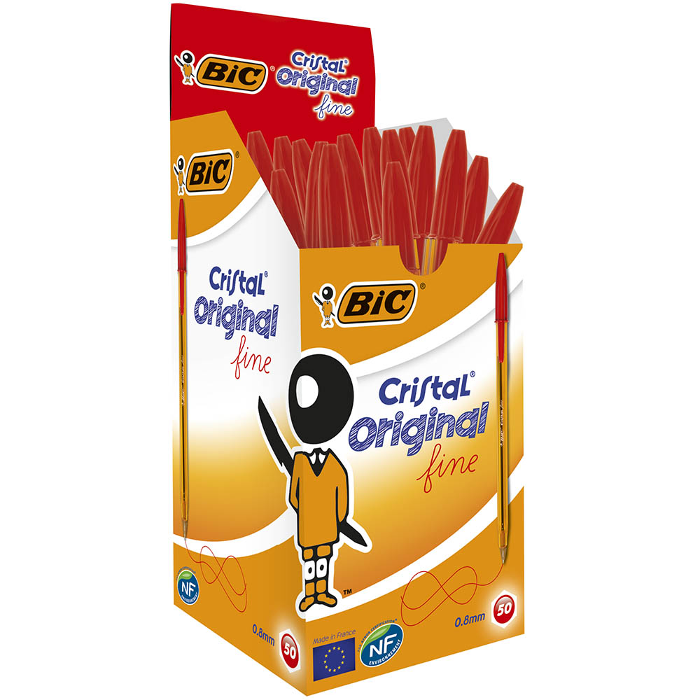 Image for BIC CRISTAL ORIGINAL BALLPOINT PENS FINE RED BOX 50 from BusinessWorld Computer & Stationery Warehouse