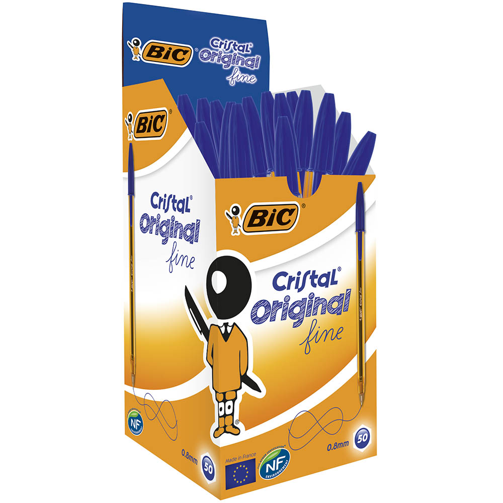 Image for BIC CRISTAL ORIGINAL BALLPOINT PENS FINE BLUE BOX 50 from BusinessWorld Computer & Stationery Warehouse