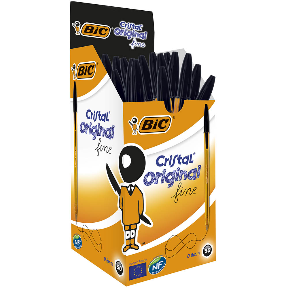 Image for BIC CRISTAL ORIGINAL BALLPOINT PENS FINE BLACK BOX 50 from BusinessWorld Computer & Stationery Warehouse