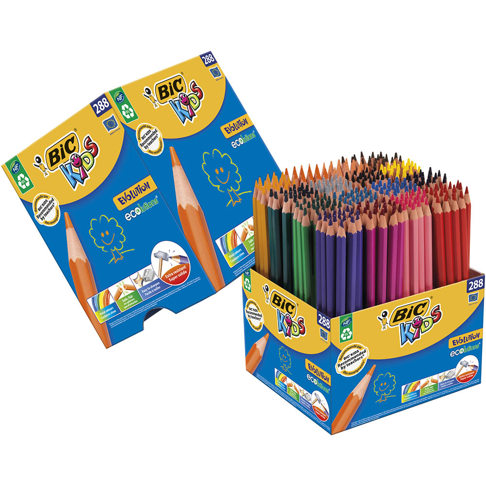 Image for BIC KIDS EVOLUTION COLOURING PENCIL ASSORTED CLASSPACK 288 from Office Heaven