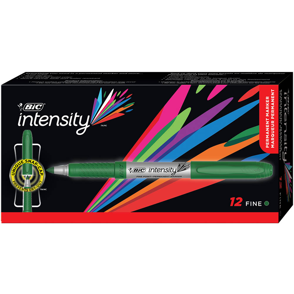 Image for BIC INTENSITY PERMANENT MARKER BULLET FINE GREEN BOX 12 from Mitronics Corporation
