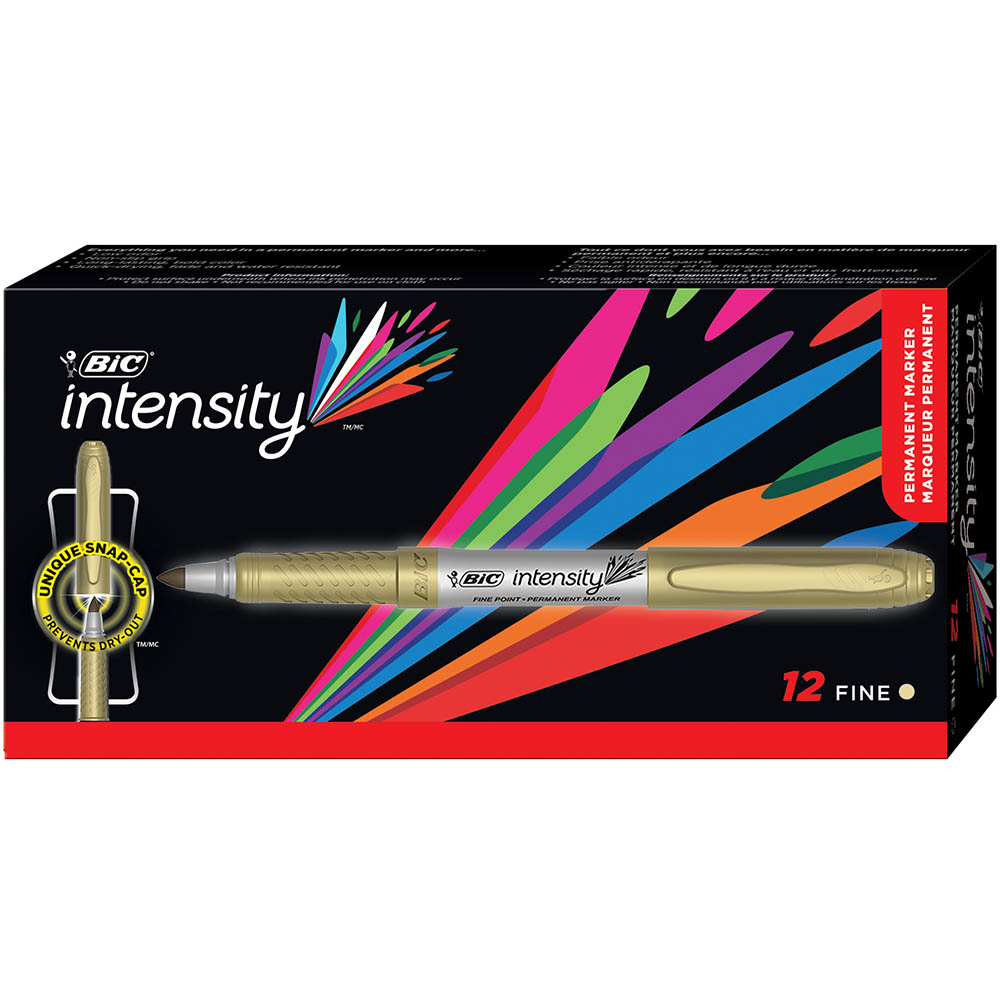 Image for BIC INTENSITY PERMANENT MARKER BULLET FINE METALLIC GOLD BOX 12 from Mitronics Corporation
