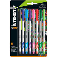 bic intensity writing colouring felt pens 0.8mm assorted pack 8