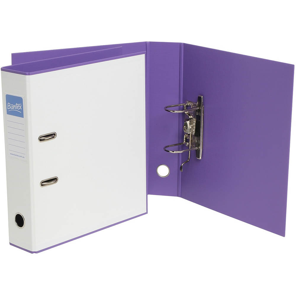 Image for BANTEX DUET LEVER ARCH FILE 70MM A4 WHITE AND LILAC from Challenge Office Supplies