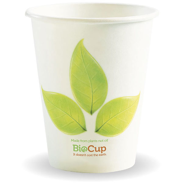 Image for BIOPAK BIOCUP SINGLE WALL CUP 280ML WHITE LEAF DESIGN PACK 50 from BusinessWorld Computer & Stationery Warehouse