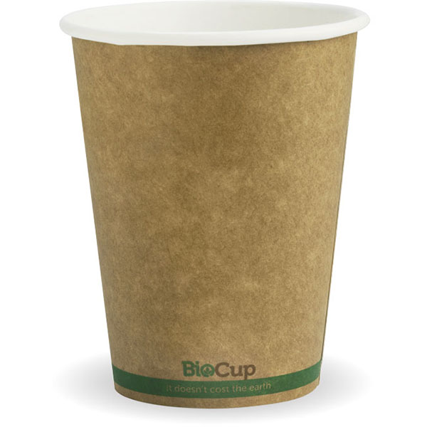 Image for BIOPAK BIOCUP SINGLE WALL CUP 390ML KRAFT GREEN STRIPE PACK 50 from York Stationers