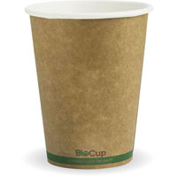 biopak biocup single wall cup 390ml kraft green stripe pack 50