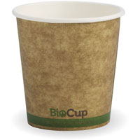 biopak biocup single wall cup 120ml kraft green stripe pack 50