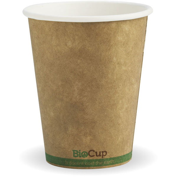 Image for BIOPAK BIOCUP SINGLE WALL CUP 280ML KRAFT GREEN STRIPE PACK 50 from That Office Place PICTON