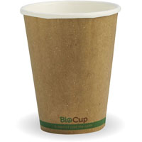 biopak biocup double wall cup 255ml kraft green stripe pack 50