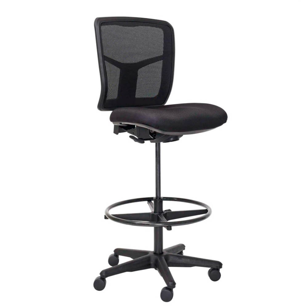 Image for MONDO TIVOLI DRAFTING CHAIR MESH BACK BLACK from Office Fix - WE WILL BEAT ANY ADVERTISED PRICE BY 10%