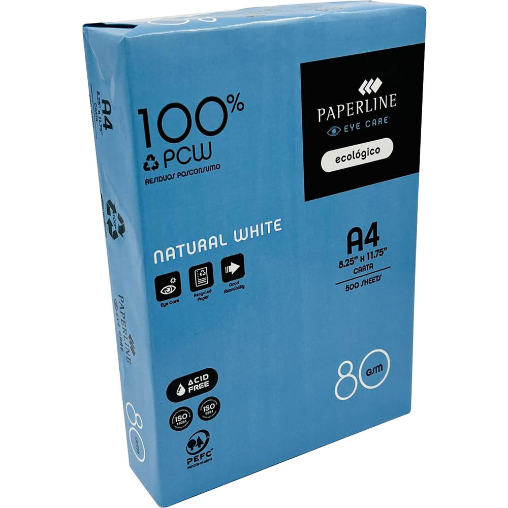 Image for PAPERLINE EYECARE ECOLOGICO A4 100% RECYCLED COPY PAPER 80GSM WHITE REAM OF 500 SHEETS from York Stationers