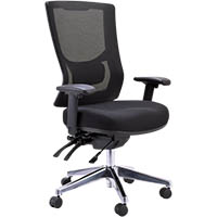 buro metro ii 24/7 task chair high mesh back 3-lever polished aluminium base arms black