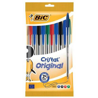 Image for BIC CRISTAL BALLPOINT PENS MEDIUM ASSORTED PACK 10 from BusinessWorld Computer & Stationery Warehouse