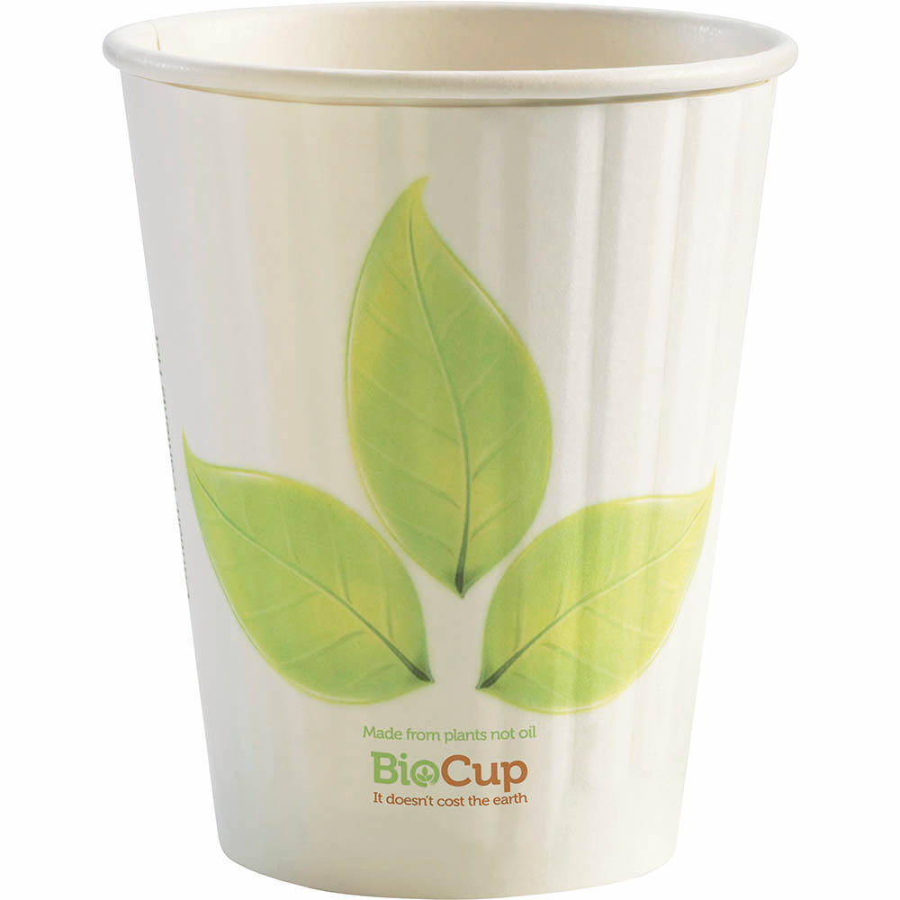 Image for BIOPAK BIOCUP DOUBLE WALL CUP 390ML WHITE LEAF PACK 40 from Australian Stationery Supplies