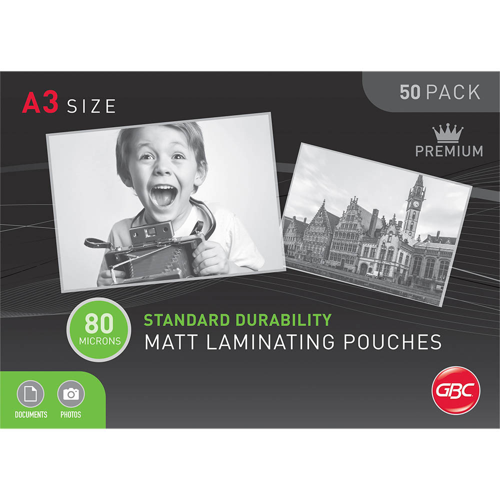 Image for GBC LAMINATING POUCH MATT 80 MICRON A3 CLEAR PACK 50 from Mitronics Corporation