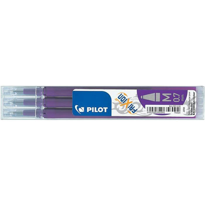 Image for PILOT BLS-FR7 FRIXION ERASABLE ROLLERBALL GEL REFILL MEDIUM 0.7MM VIOLET PACK 3 from BusinessWorld Computer & Stationery Warehouse
