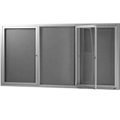 Image for VISIONCHART BE NOTICED NOTICE CASE 3 HINGED DOOR 1830 X 1220MM SILVER FRAME GREY BACKING from Office Fix - WE WILL BEAT ANY ADVERTISED PRICE BY 10%