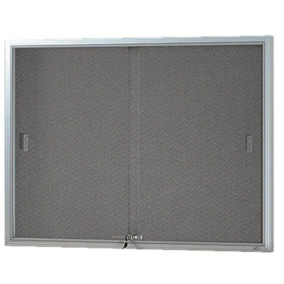Image for VISIONCHART BE NOTICED NOTICE CASE 2 SLIDING DOOR 1220 X 915MM SILVER FRAME GREY BACKING from Australian Stationery Supplies