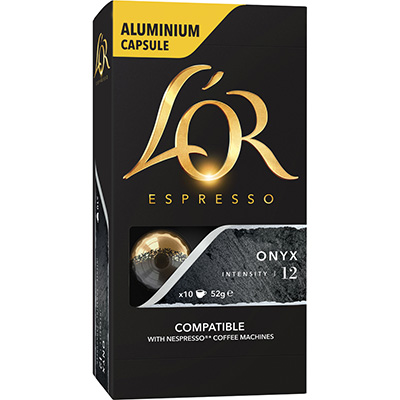 Image for L'OR ESPRESSO NESPRESSO COMPATIBLE COFFEE CAPSULES ONYX PACK 10 from BusinessWorld Computer & Stationery Warehouse