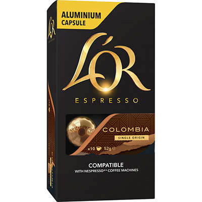 Image for L'OR ESPRESSO NESPRESSO COMPATIBLE COFFEE CAPSULES COLOMBIA PACK 10 from Mitronics Corporation