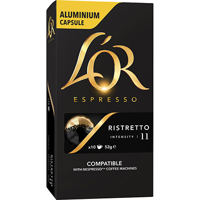 Image for L'OR ESPRESSO NESPRESSO COMPATIBLE COFFEE CAPSULES RISTRETTO PACK 10 from Mitronics Corporation