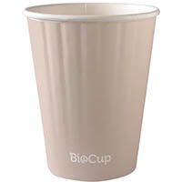 biopak biocup aqueous double wall cup 390ml leaf pack 40