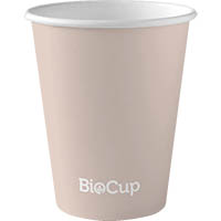 biopak biocup aqueous single wall hot paper cup 280ml pack 50