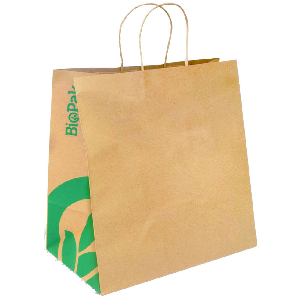 Image for BIOPAK KRAFT PAPER BAGS TWIST HANDLE JUMBO 355 X 370 X 220MM CARTON 150 from Olympia Office Products