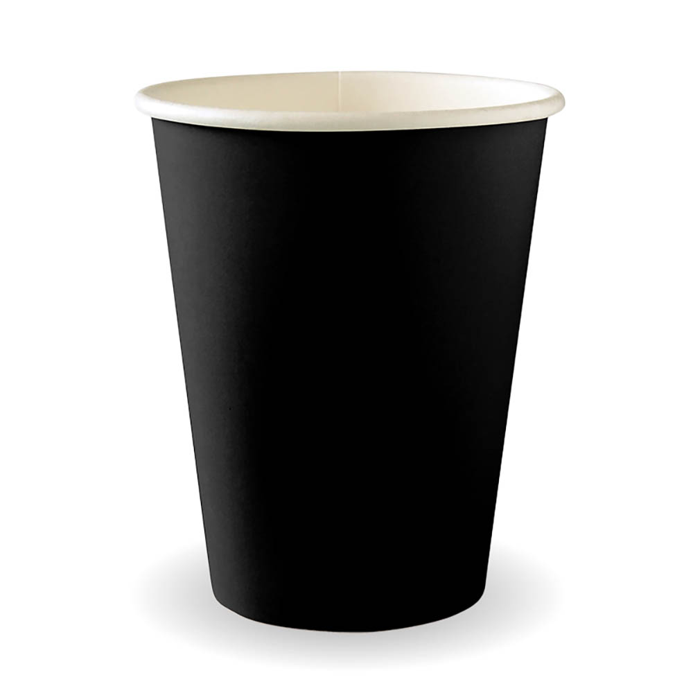 Image for BIOPAK BIOCUP AQUEOUS SINGLE WALL CUP 390ML BLACK PACK 50 from BusinessWorld Computer & Stationery Warehouse