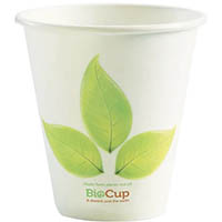 biopak biocup single wall cup 280ml leaf design pack 50