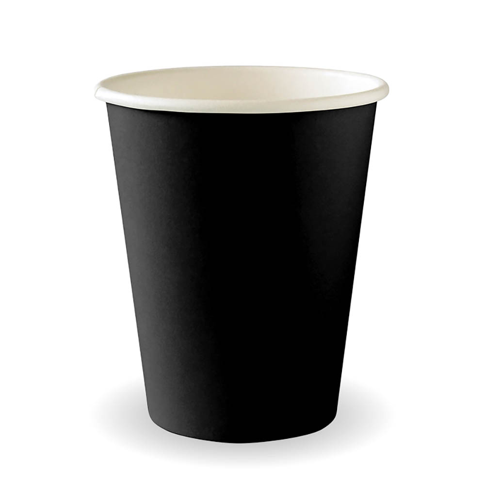 Image for BIOPAK BIOCUP AQUEOUS SINGLE WALL CUP 280ML 80MM BLACK PACK 50 from York Stationers