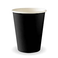 biopak biocup aqueous single wall cup 280ml 80mm black pack 50