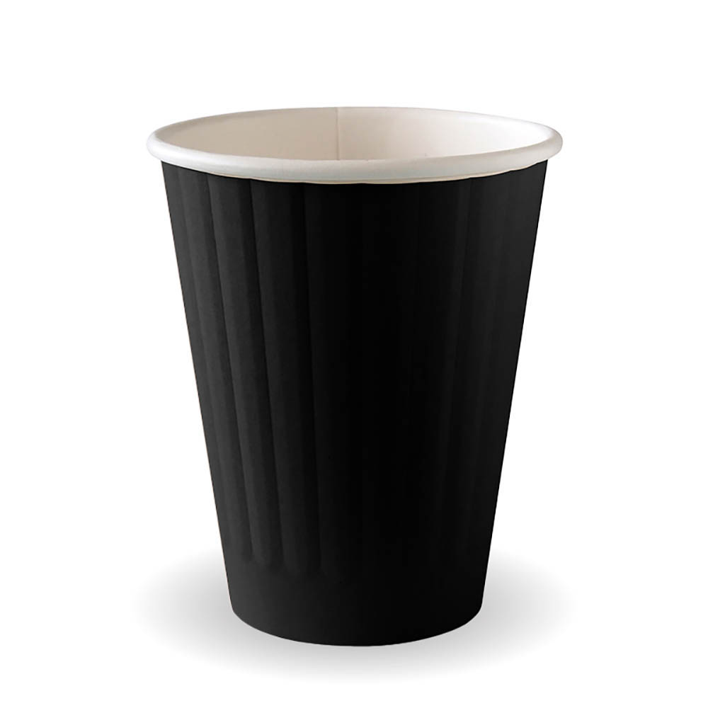 Image for BIOPAK BIOCUP AQUEOUS DOUBLE WALL CUP 255ML BLACK PACK 50 from York Stationers