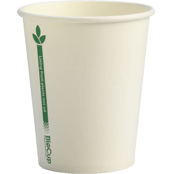 Image for BIOPAK BIOCUP SINGLE WALL CUP 280ML WHITE GREEN LINE PACK 50 from BusinessWorld Computer & Stationery Warehouse