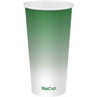 biopak biocup cold paper cup 600ml green pack 50