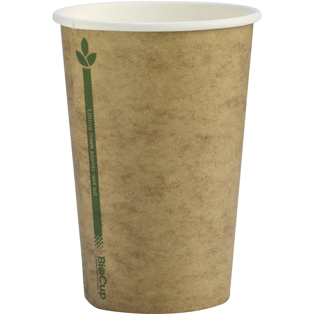 Image for BIOPAK BIOCUP SINGLE WALL FSC MIX KRAFT GREEN LINE 320ML PACK 50 from York Stationers