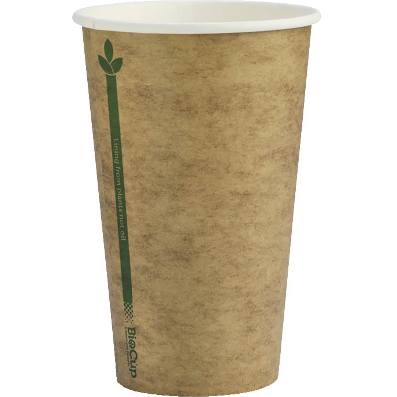 Image for BIOPAK BIOCUP SINGLE WALL CUP 350ML KRAFT GREEN LINE PACK 50 from Positive Stationery