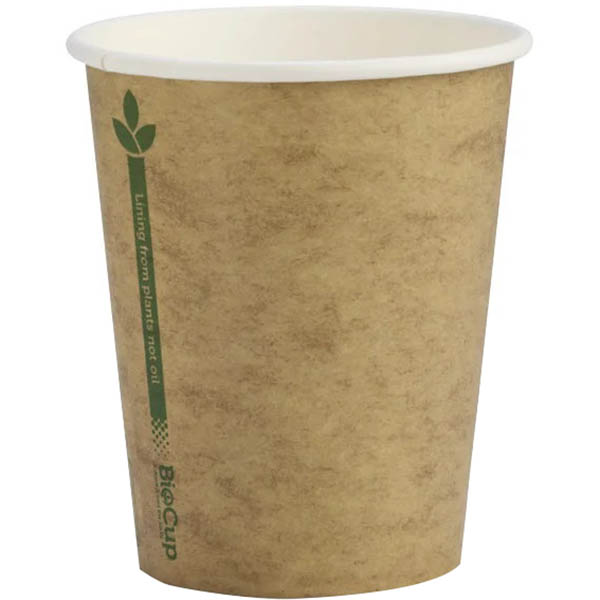 Image for BIOPAK BIOCUP SINGLE WALL CUP 280ML KRAFT GREEN LINE PACK 50 from That Office Place PICTON