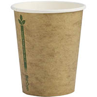biopak biocup single wall cup 280ml kraft green line pack 50