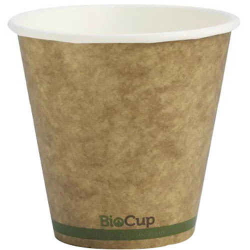 Image for BIOPAK BIOCUP SINGLE WALL CUP 280ML KRAFT GREEN STRIPE PACK 50 from Office Heaven