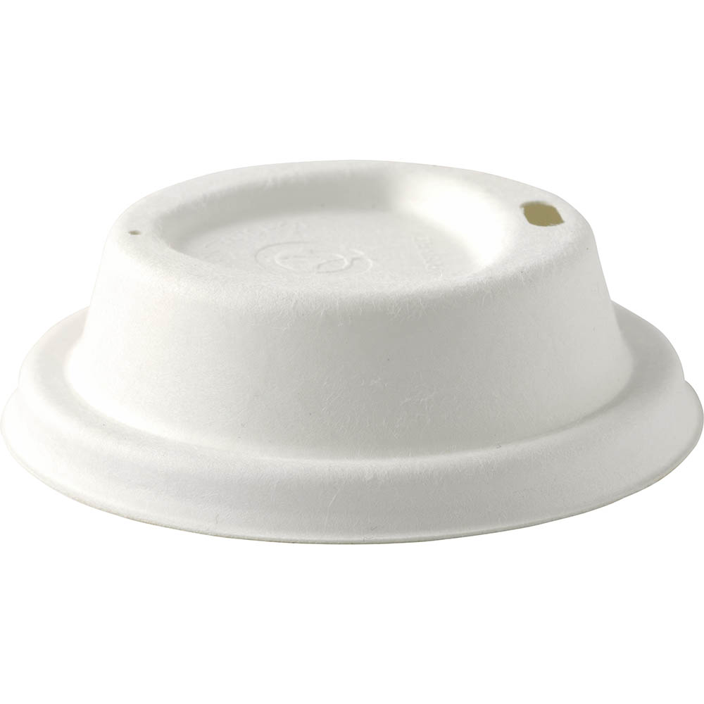 Image for BIOPAK BIOCANE CUP LID SMALL 80MM WHITE PACK 50 from BusinessWorld Computer & Stationery Warehouse